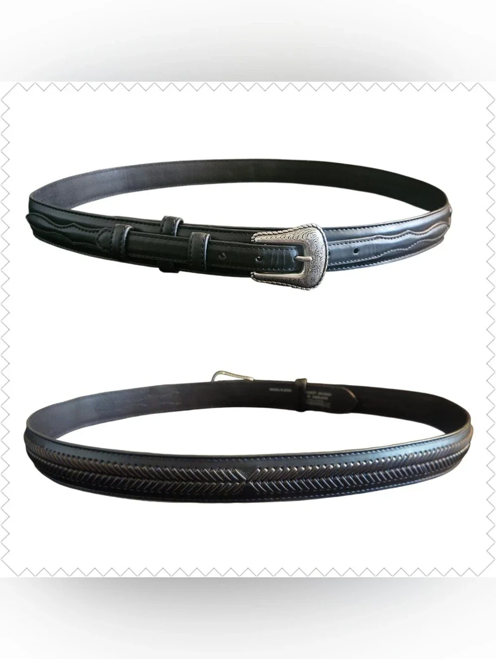 Vintage 90's Nocona Men's Western Top Hand Ranger Black Leather Belt Size 42